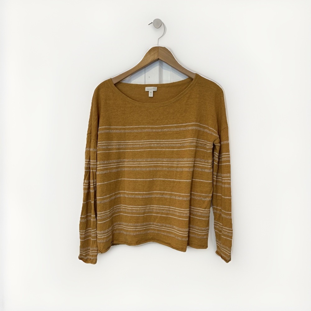 Garnet Hill Ochre Striped Sweater